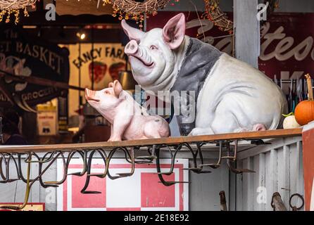 Sur le côté de Barbeque au marché des producteurs de caissiers, en Caroline du Nord. (ÉTATS-UNIS) Banque D'Images