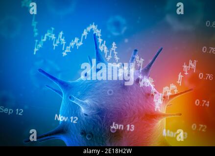 Effet du coronavirus sur le concept boursier : la pandémie de Covid-19 a frappé l'économie mondiale. Krach boursier dans le monde des affaires. Banque D'Images