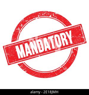 TEXTE OBLIGATOIRE sur le timbre rouge rond grungy vintage. Banque D'Images