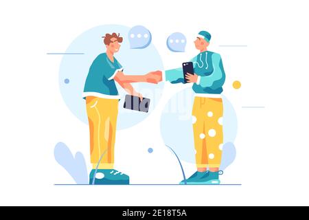 Deux gars vous agitez et font une affaire Illustration de Vecteur
