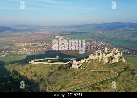 Vue aérienne du château de Spissky en Slovaquie Banque D'Images