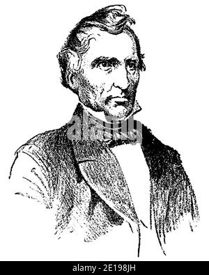 Portrait de Jutus von Liebig - un scientifique allemand qui a apporté des contributions majeures à la chimie agricole et biologique. Illustration du 19e siècle. Allemagne. Arrière-plan blanc. Banque D'Images