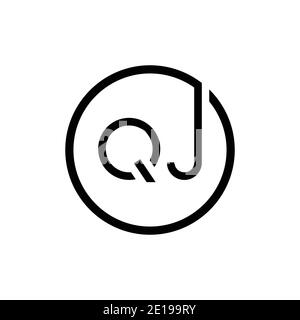 Modèle vectoriel de conception de logo QJ de la lettre circulaire initiale. Logo lettre QJ Illustration de Vecteur