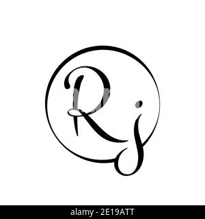 Modèle vectoriel de conception de logo de lettre rj initiale. Logo abstrait script Letter rj. Illustration de Vecteur