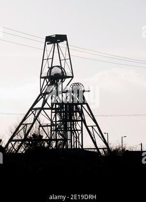 Engrenage de bobinage de la mine d'étain South Crofty, Camborne, Cornwall. Banque D'Images