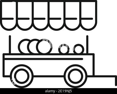 Icône du chariot écologique de l'exploitation, style de contour Illustration de Vecteur