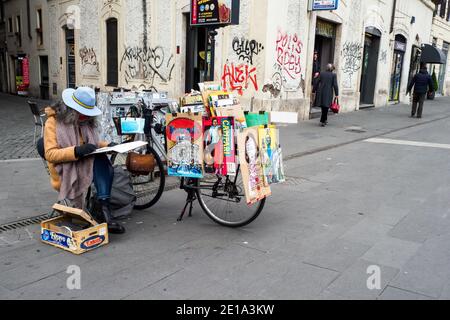 Artiste de rue à Largo di Torre Argentine - Rome, Italie Banque D'Images