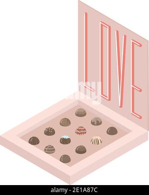 La boîte de chocolats avec différentes friandises pour la Saint-Valentin. Illustration de Vecteur