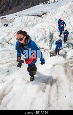 Glacier François-Joseph Nouvelle-Zélande 22 décembre 2014 : randonnées en hélicoptère sur le glacier François-Joseph, île du Sud, Nouvelle-Zélande Banque D'Images