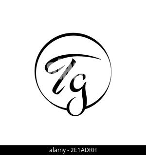 Modèle vectoriel de logo de lettre TG initiale. Résumé lettre de script TG logo Design Illustration de Vecteur