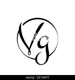 Modèle vectoriel de logo lettre VG initiale. Résumé lettre de script VG logo Vector. Illustration de Vecteur