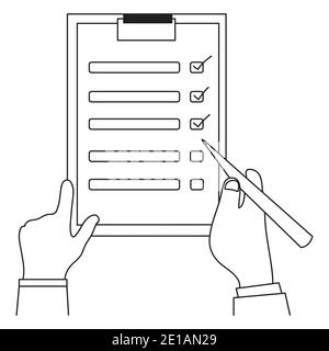 Homme d'affaires qui vérifie sa liste de tâches ou son ordre du jour Illustration de Vecteur