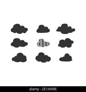 Ensemble d'icônes de vecteur noir de nuages. Collection silhouettes Cloud. Illustration de Vecteur