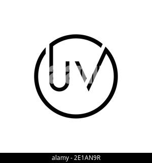 Modèle vectoriel de conception de logo de lettre UV de cercle initial. Lettre abstraite UV logo Design Illustration de Vecteur