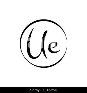 Lettre UE initiale logo Design Vector Template. Résumé lettre de script UE logo Design Illustration de Vecteur