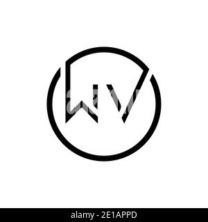 Modèle vectoriel de conception de logo WV de la lettre circulaire initiale. Logo WV de la lettre liée initiale Illustration de Vecteur