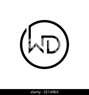 Modèle vectoriel de conception de logo WD de lettre circulaire initiale. Logo WD initial Linked Letter Illustration de Vecteur