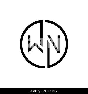 Modèle vectoriel de conception de logo WN de la lettre circulaire initiale. Logo WN de la lettre liée initiale Illustration de Vecteur