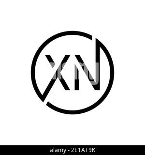 Modèle de vecteur de création de logo rond de lettre XN. Logo initial Linked Letter XN Illustration de Vecteur