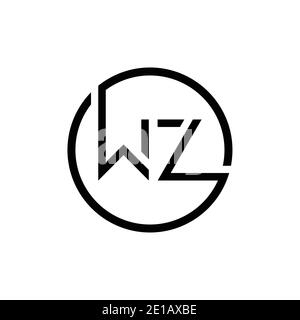 Modèle vectoriel de conception de logo WZ de la lettre circulaire initiale. Logo WZ de la lettre liée initiale Illustration de Vecteur