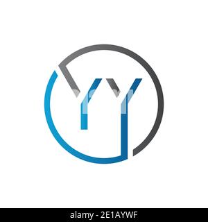 MODÈLE de vecteur de conception DE logo YY. Illustration du vecteur lettre YY initiale du cercle Illustration de Vecteur