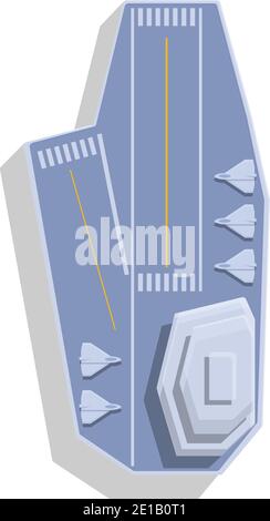 Icône de la vue supérieure du porte-avion. Dessin animé de l'icône de vecteur de vue de dessus du porte-avion pour la conception de sites Web isolée sur fond blanc Illustration de Vecteur