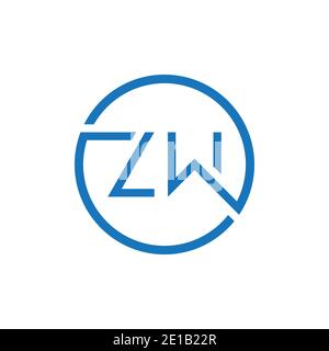 Modèle vectoriel de conception de logo ZW. Illustration du vecteur ZW de la lettre circulaire initiale Illustration de Vecteur