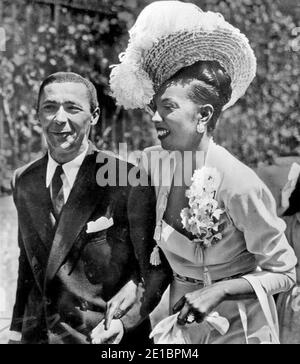 JOSEPHINE BAKER (1906-1975) artiste français d'origine américaine avec son quatrième mari Musicien français JO Bouillon en 1952 Banque D'Images