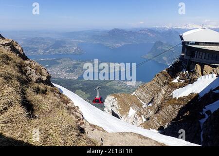 Pilatus, Suisse: Gare d'arrivée du téléphérique Banque D'Images