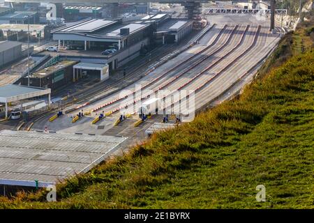 Port vide de Douvres le 1er janvier 2021. Le jour où le Royaume-Uni a quitté l'UE. Tout est calme sur les routes dans et autour de Douvres. Banque D'Images