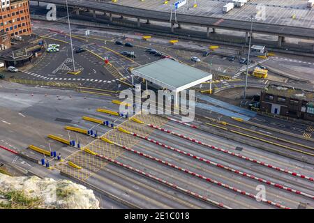 Port vide de Douvres le 1er janvier 2021. Le jour où le Royaume-Uni a quitté l'UE. Tout est calme sur les routes dans et autour de Douvres. Banque D'Images