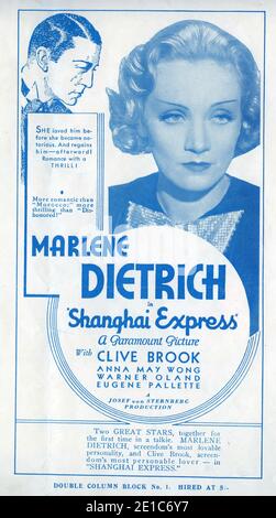 MARLENE DIETRICH et CLIVE BROOK, directrice de SHANGHAI EXPRESS 1932 Josef von STERNBERG Paramount photos Banque D'Images