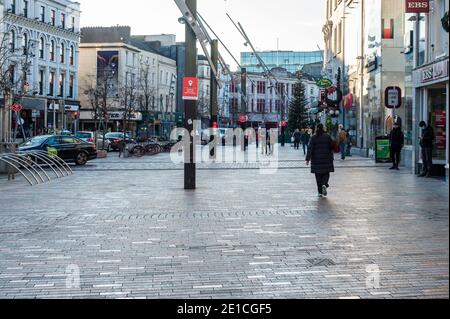 Cork, Irlande. 6 janvier 2021. Le centre-ville de Cork était calme cet après-midi, en raison des restrictions de niveau 5 de confinement du coronavirus. Crédit : AG News/Alay Live News Banque D'Images