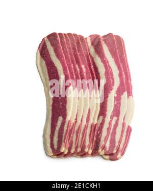 Tranches de bacon non fumées à base de plantes isolées sur blanc Banque D'Images