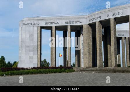 Le Mémorial Mardasson rend hommage aux soldats américains de la bataille des Budge de la Seconde Guerre mondiale, près de Bastogne, en Belgique. Banque D'Images