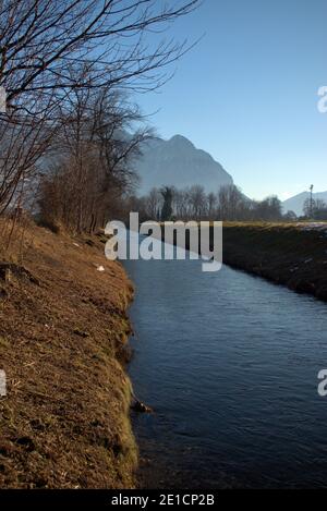 Paysage autour de Vaduz au Liechtenstein 16.12.2020 Banque D'Images