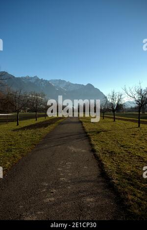 Paysage autour de Vaduz au Liechtenstein 16.12.2020 Banque D'Images