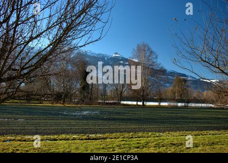 Paysage autour de Vaduz au Liechtenstein 16.12.2020 Banque D'Images