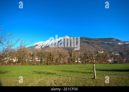 Paysage autour de Vaduz au Liechtenstein 16.12.2020 Banque D'Images