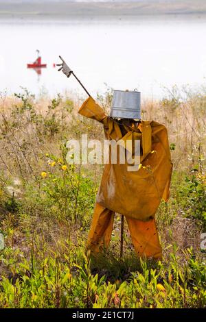 Le bassin de résidus à la mine Syncrude au nord de Fort McMurray, Alberta, Canada. Les bassins de résidus dans les sables bitumineux sont sans doublure et leach produits chimiques toxiques Banque D'Images