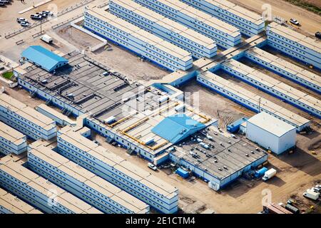 Un camp de travailleurs des sables bitumineux, au nord de fort McMurray, en Alberta, au Canada. Les sables bitumineux sont le plus grand projet industriel de la planète, et le mois du monde Banque D'Images