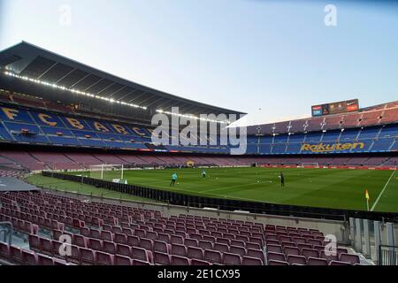 Barcelone, Espagne. 6 janvier 2021. Camp Nou Stadium pendant le match Primera Iberdrola entre le FC Barcelone et le RCD Espanyol à Barcelone, Espagne. Crédit : Gerard Franco/DAX/ZUMA Wire/Alay Live News Banque D'Images