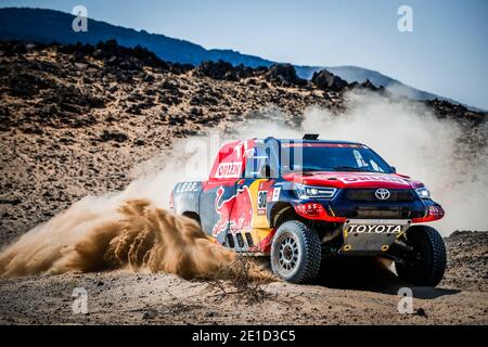 307 Przygonski Jakub (Pol), Gottschalk Timo (deu), Toyota, Overdrive Toyota, Auto, action pendant la 4ème étape du Dakar 2021 entre Wadi Al Dawasir et Riyad, en Arabie Saoudite le 6 janvier 2021 - photo Antonin Vincent / DPPI / LM Banque D'Images