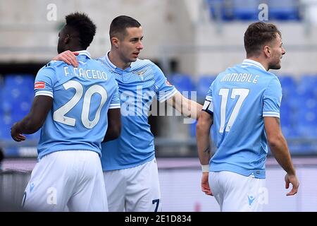 Rome, ITA. 06e janvier 2021. Luis Alberto du Latium célébrant après avoir score le but, SS Lazio v Fiorentina Vérone, Serie A Credit: Agence de photo indépendante/Alamy Live News Banque D'Images