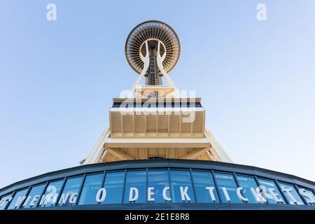 The Space Needle au Seattle Center à Seattle, Washington Banque D'Images