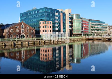 Entreprises à Lapps Quay, Cork City. Irlande. Banque D'Images