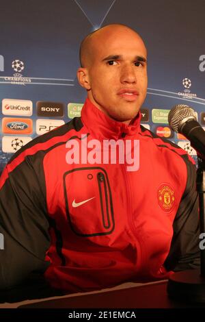 Gabriel Obertan de Manchester United lors d'une conférence de presse avant le match de football de la Ligue des champions, Olympique de Marseille contre Manchester United au stade Vélodrome de Marseille, France, le 22 février 2011. Photo d'Anthony Serpe/Cameleon/ABACAPRESS.COM Banque D'Images