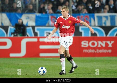 Darren Fletcher de Man Utd lors du match de la Ligue des champions entre l'Olympique de Marseille et le Manchester United FC au Stade Velodrome le 23 février 2011 à Marseille, France. Photo de Stephane Reix/ABACAPRESS.COM Banque D'Images