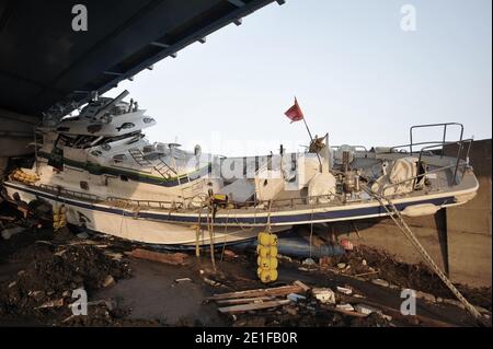 Vues sur la ville endommagée de Miyako, préfecture d'Iwate au Japon le 13 mars 2011 après le plus grand tremblement de terre de l'histoire du Japon suivi d'un tsunami. Photo de Thierry Orban/ABACAPRESS.COM Banque D'Images