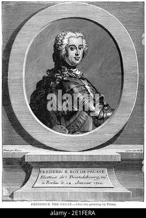 Frederick le Grand, d'après la peinture de Pesne, Illustration, Histoire du monde de Ridpath, Volume III, de John Clark Ridpath, LL. D., Merrill & Baker Publishers, New York, 1897 Banque D'Images